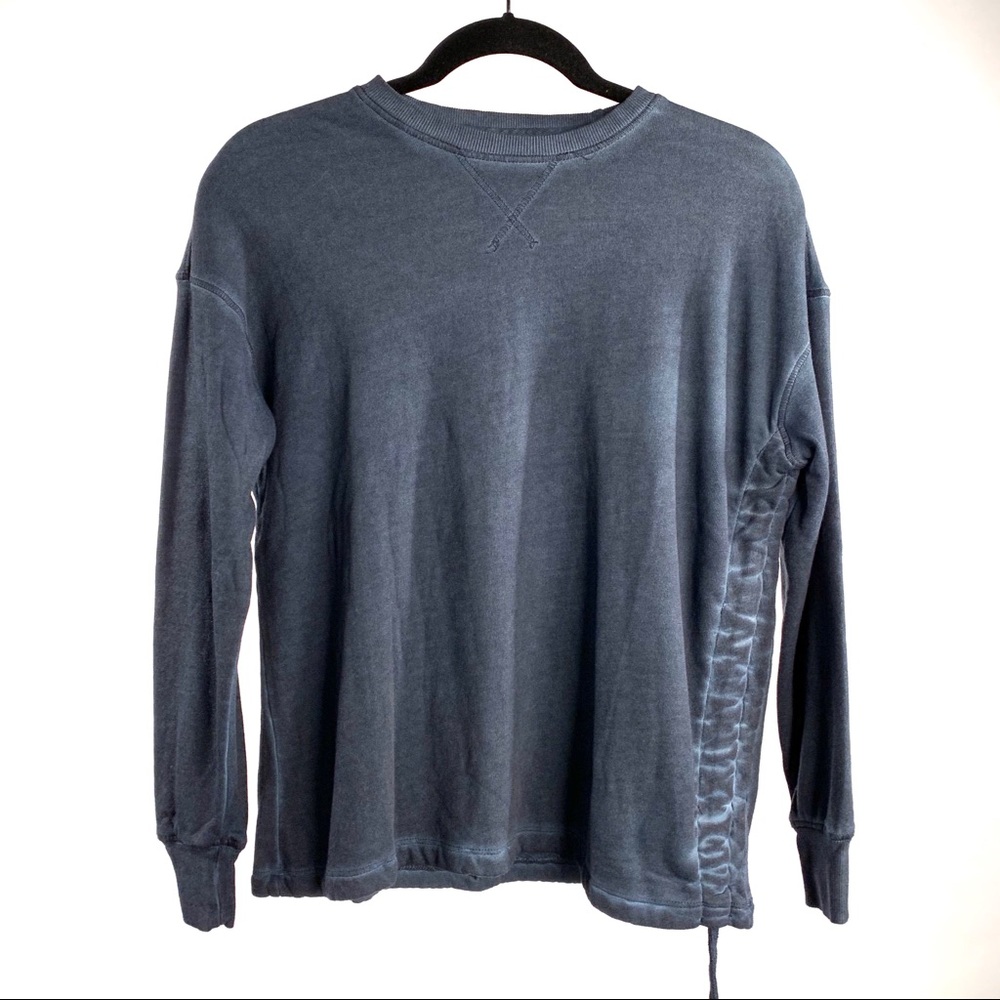 For The Republic Blue Distressed Sweatshirt